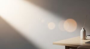 Desk with a laptop and a lamp on it Background Image