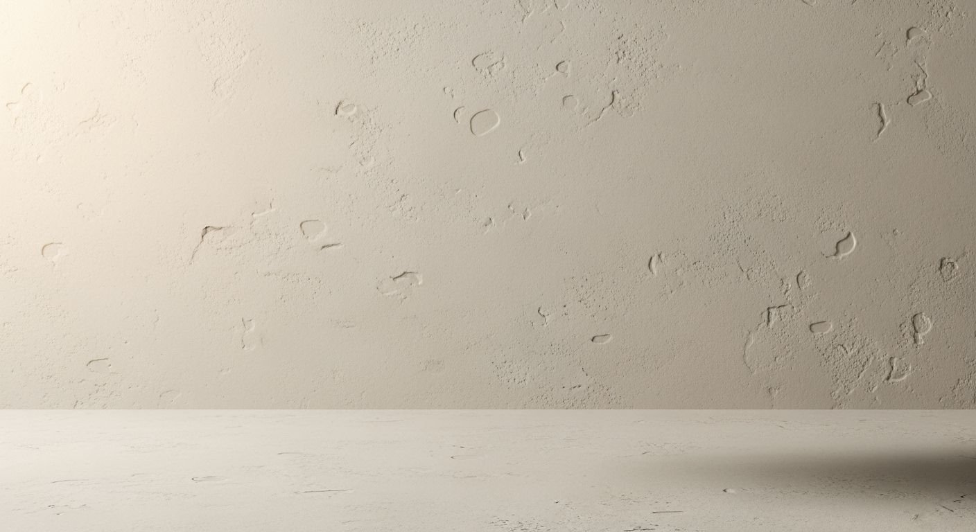Empty room with a white table and a white wall Background Image