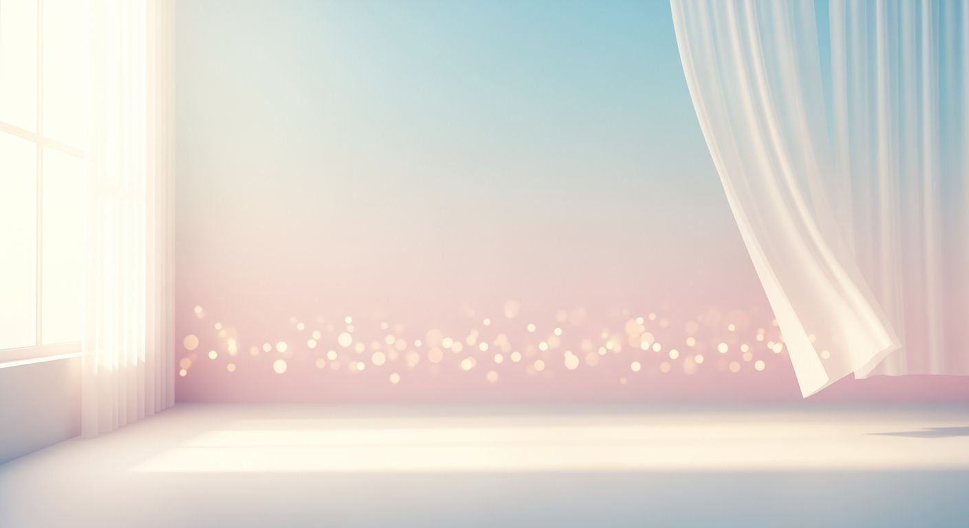 Empty room with a window and a curtain Background Image