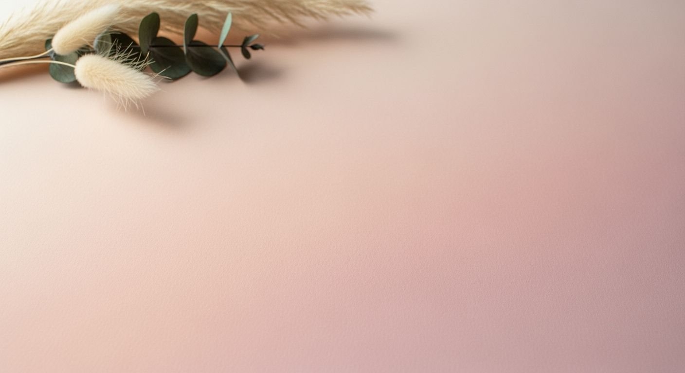 Feather and eucalyptus leaves on a pink background Background Image