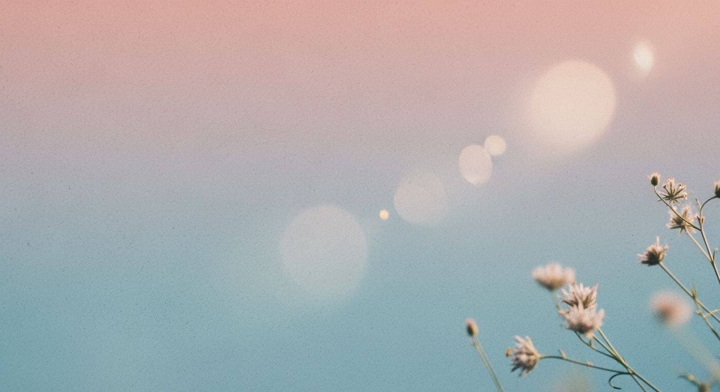 Field of wildflowers against a blue and pink sky Background Image