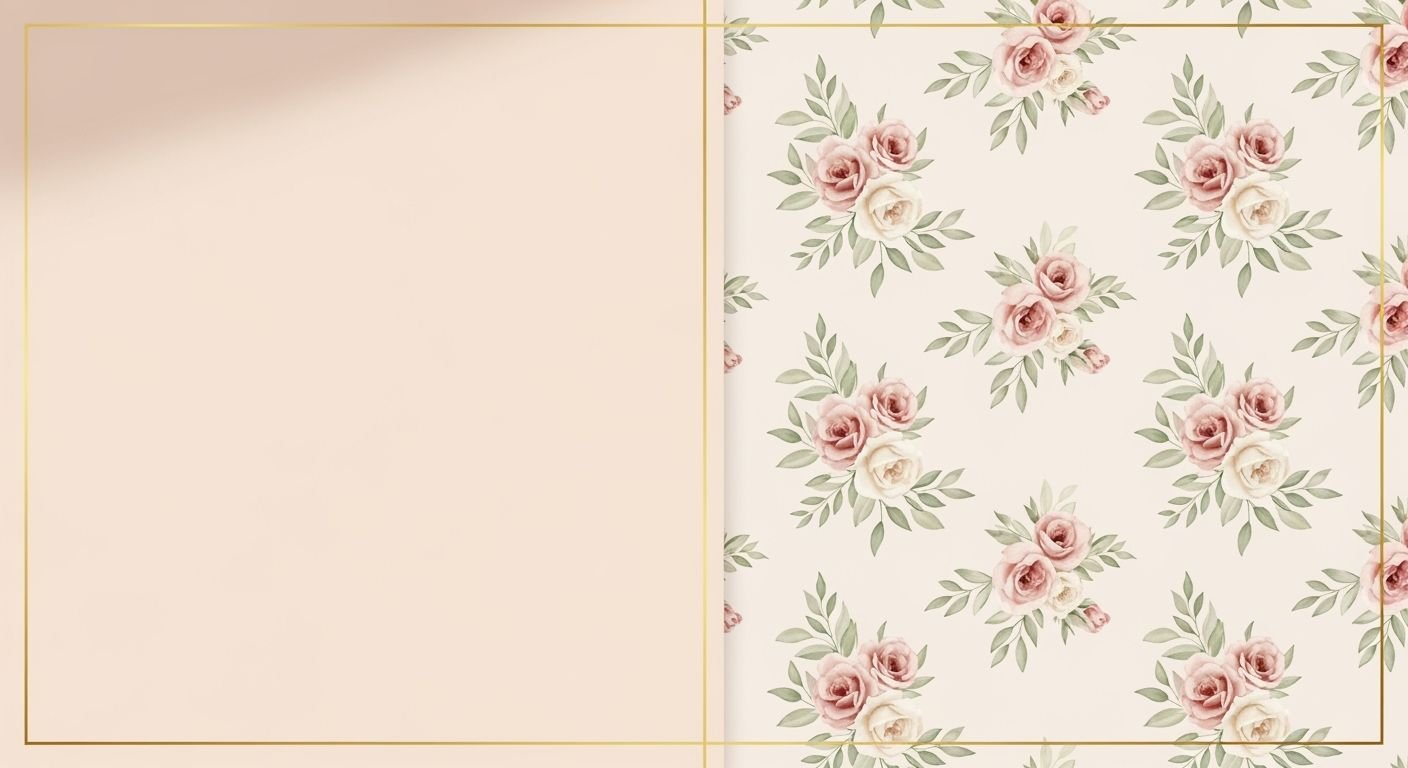 Floral pattern with a gold frame on a beige background Background Image