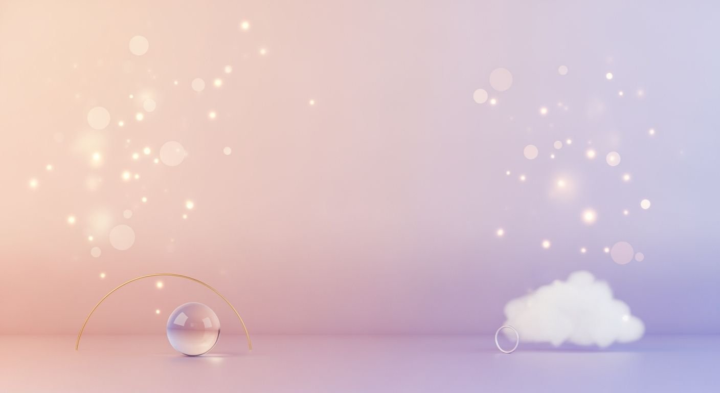 Glass ball floating in the air with a cloud in the background Background Image