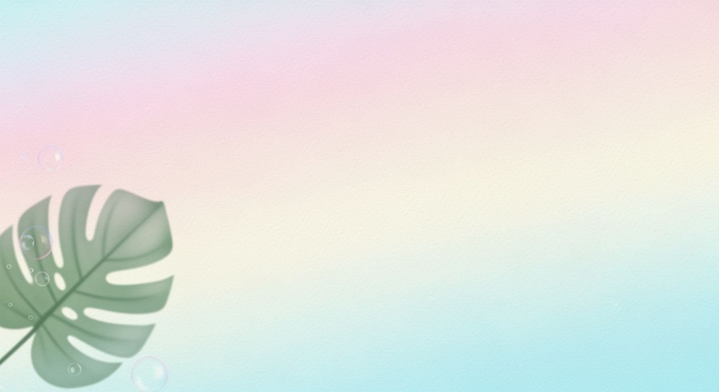 Green leaf on a blue and pink background Background Image