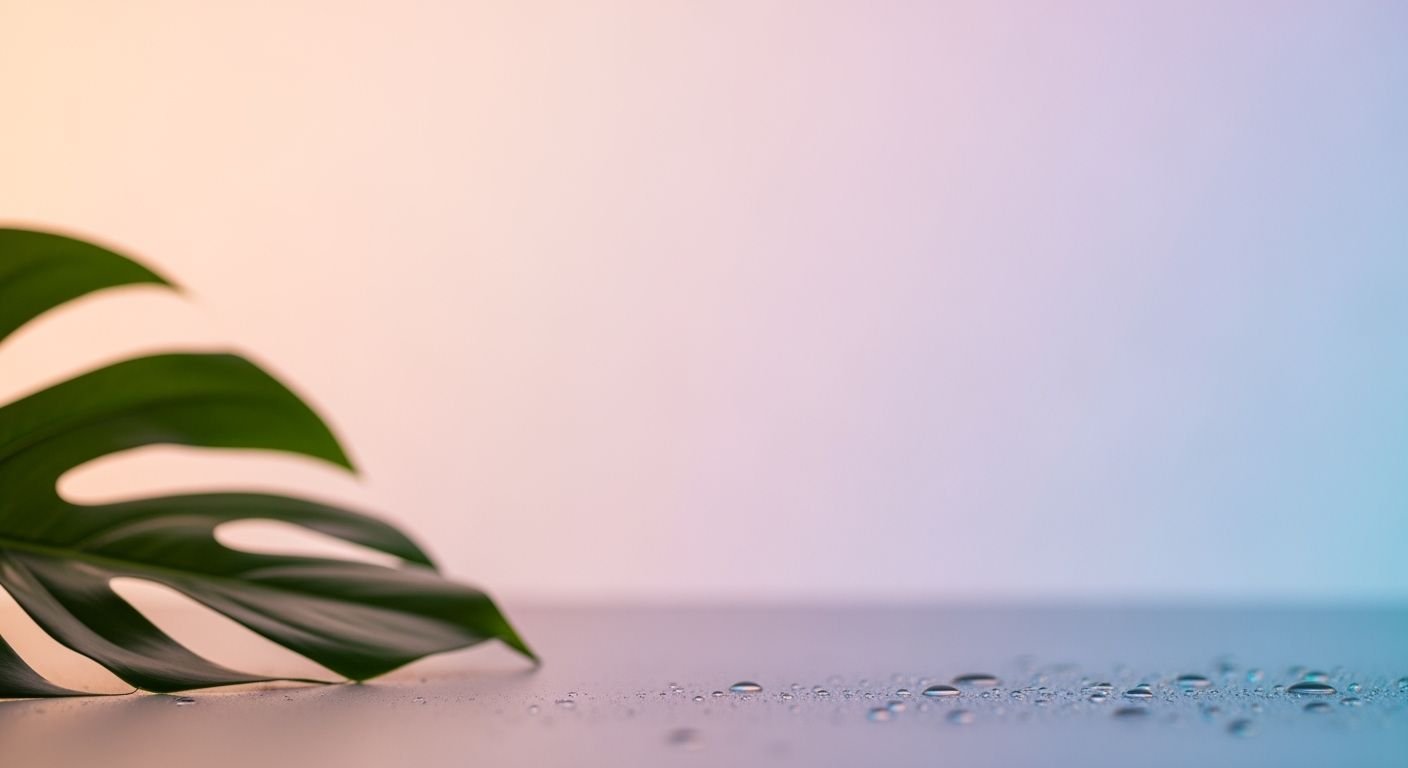 Green leaf sitting on top of a table next to the ocean Background Image