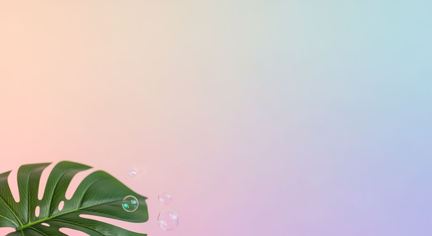 Green leaf with water droplets on it Background Image