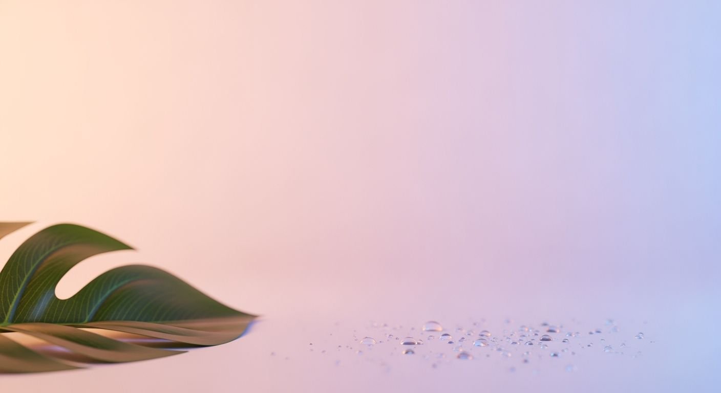 Green leaf with water droplets on it Background Image