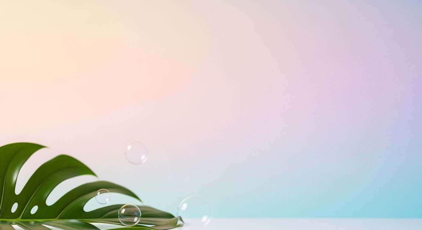 Green leaf with water droplets on it Background Image