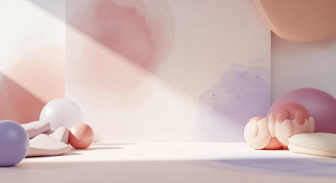 Group of pink and white objects sitting on top of a table Background Image