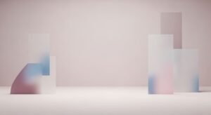 Group of white and pink cubes sitting on top of a table Background Image
