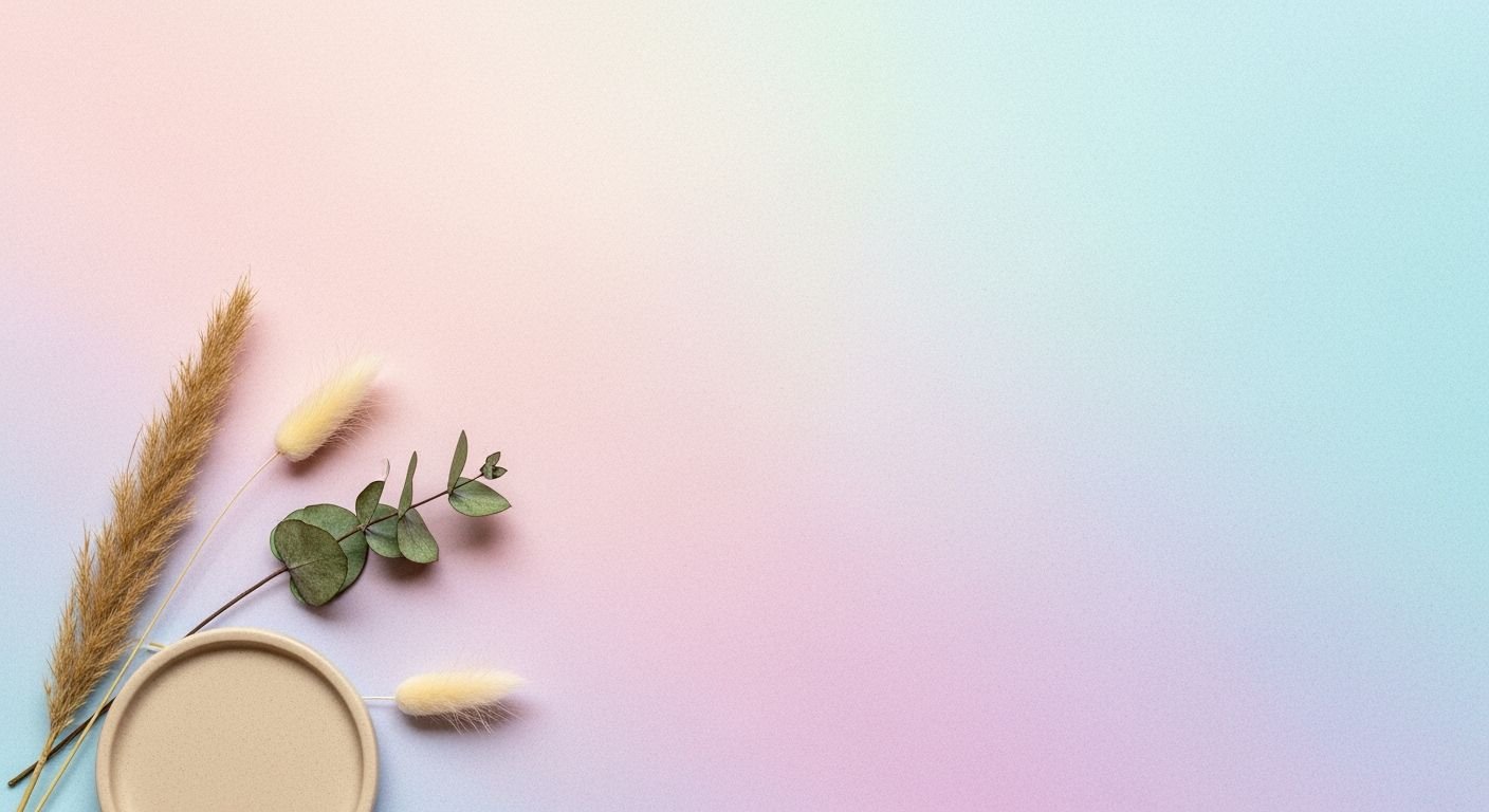 Jar of concealer next to some eucalyptus leaves Background Image