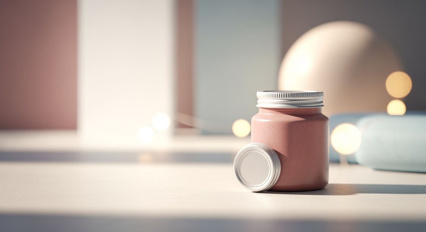 Jar of cream sitting on top of a table Background Image