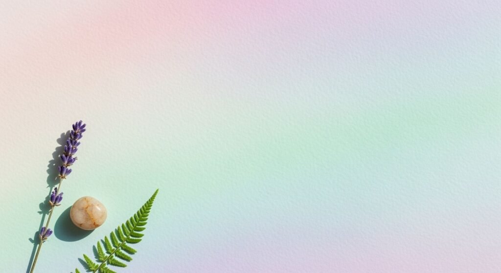 Lavender plant and a stone on a pastel colored background Background Image