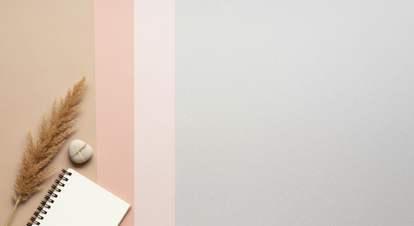 Notepad and a plant on a pink and blue background Background Image