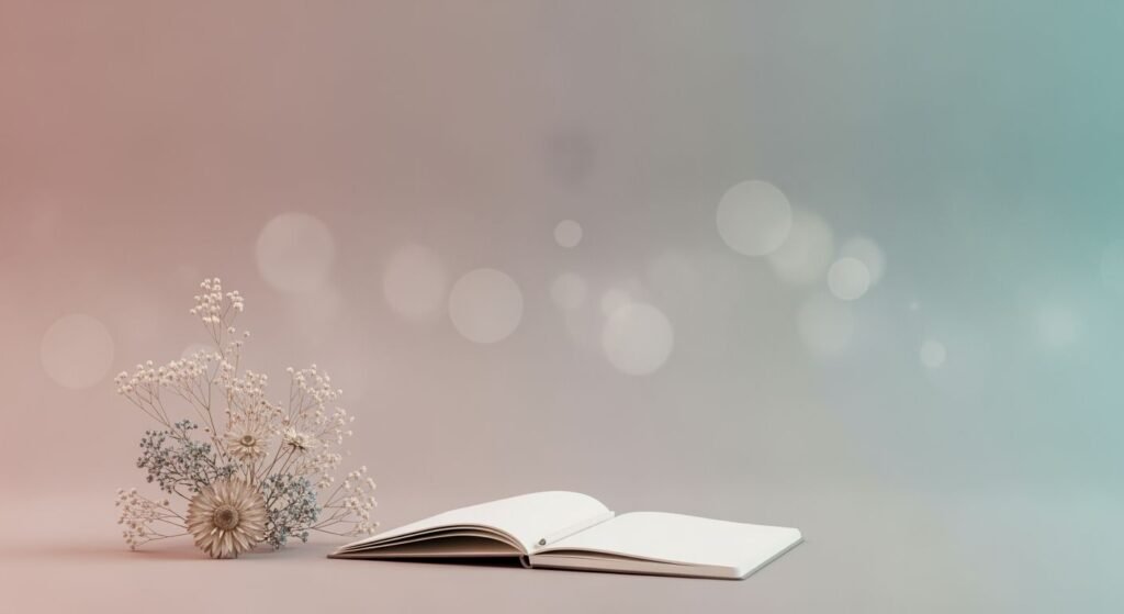 Open book with a bunch of flowers on top of it Background Image