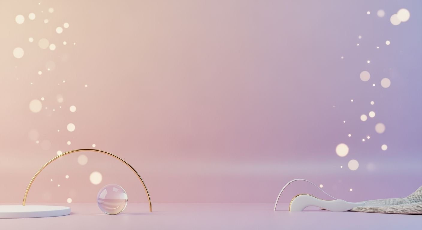 Pair of white and gold earphones sitting on top of a table Background Image