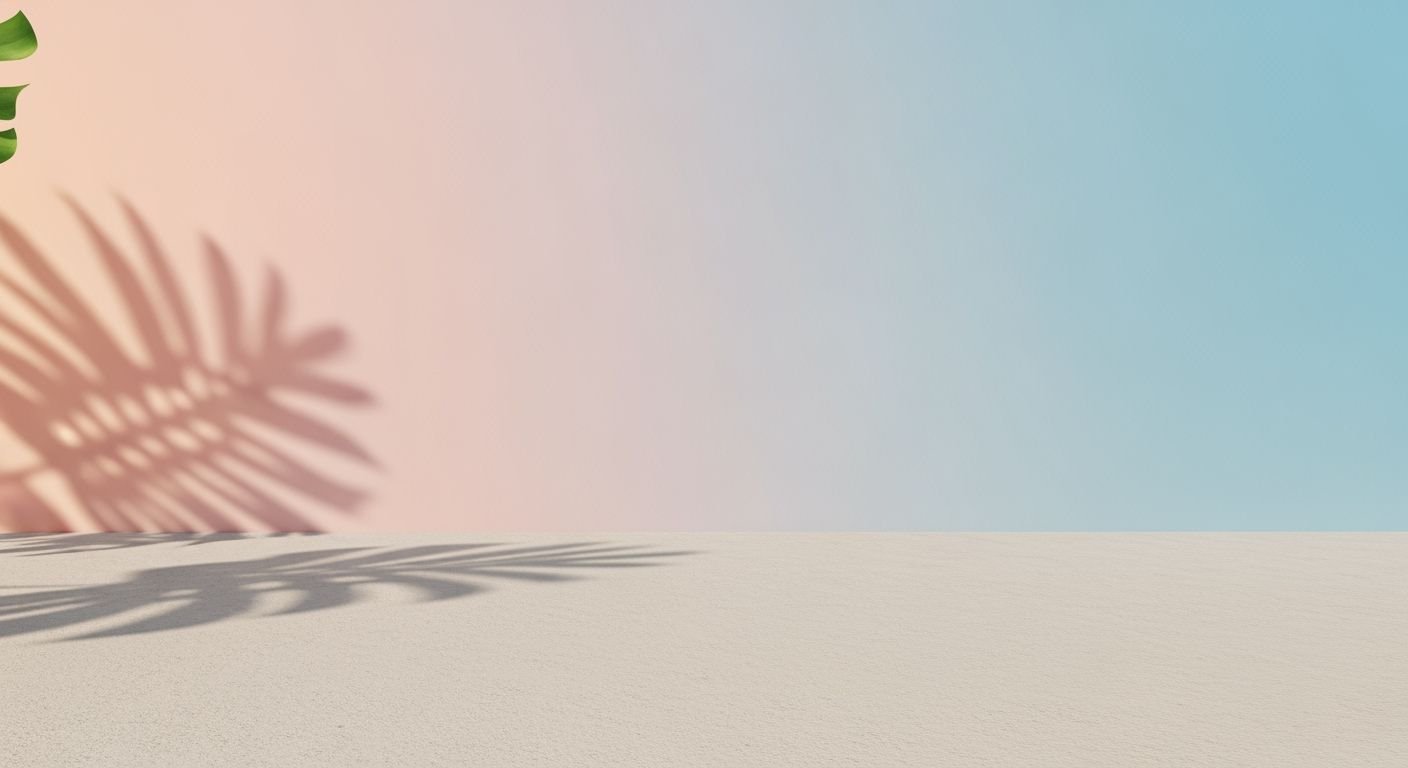 Palm tree casts a shadow on the sand Background Image