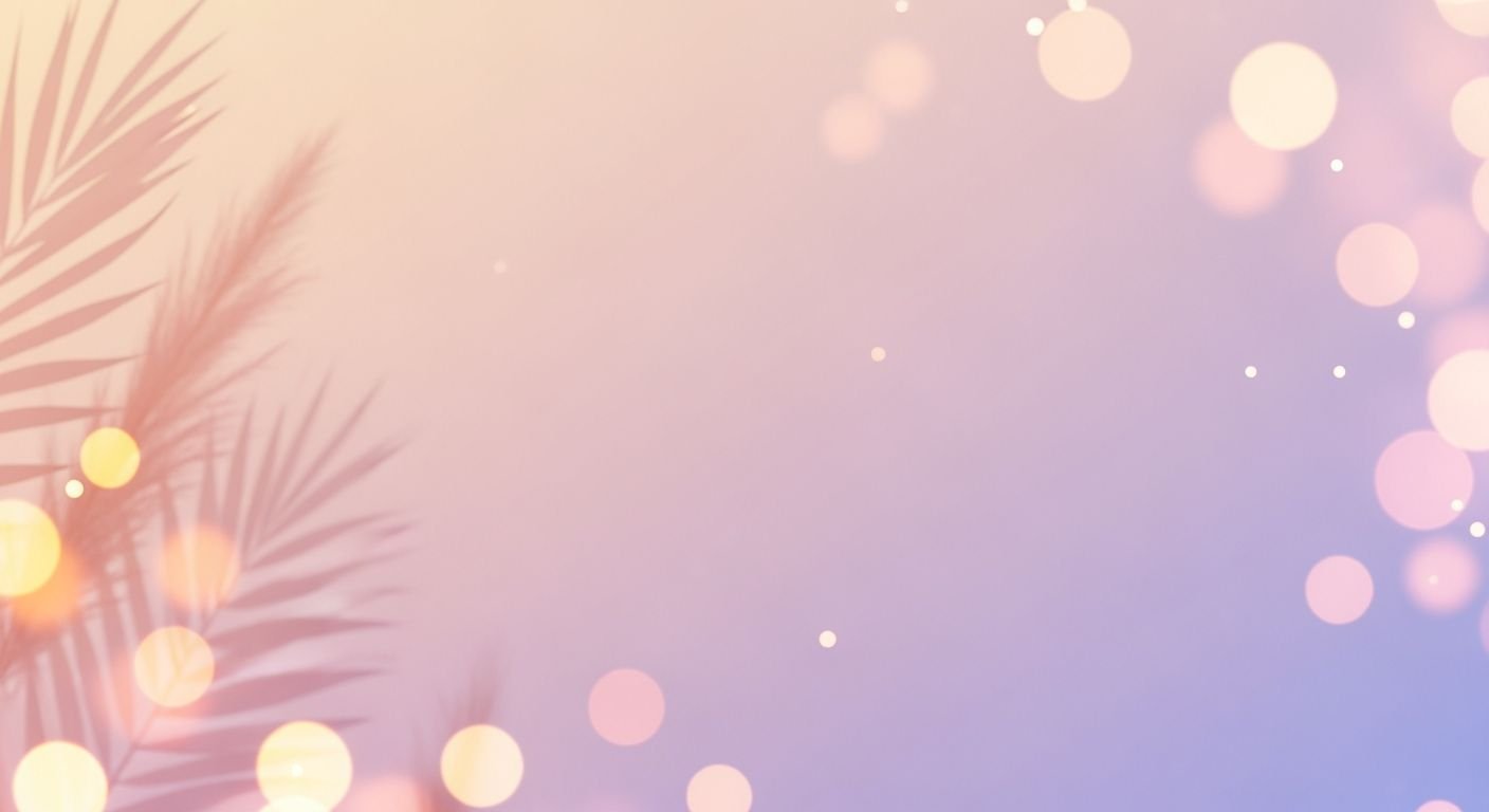 Palm tree with bokeh lights in the background Background Image