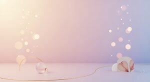 Pink and blue background with a gold wire and a pink flower Background Image