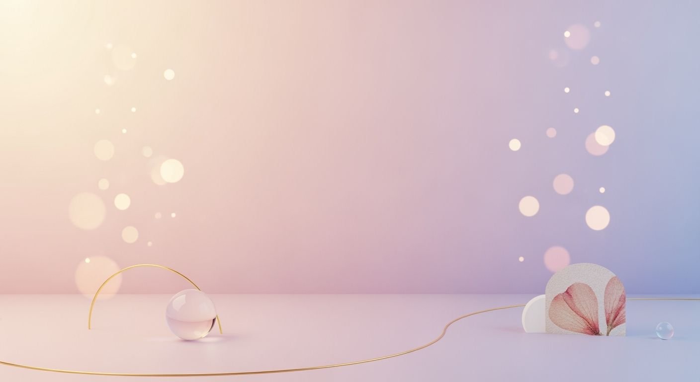 Pink and blue background with a gold wire and a pink flower Background Image