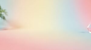 Pink and blue background with a plant in the corner Background Image