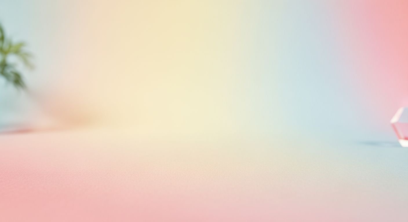 Pink and blue background with a plant in the corner Background Image