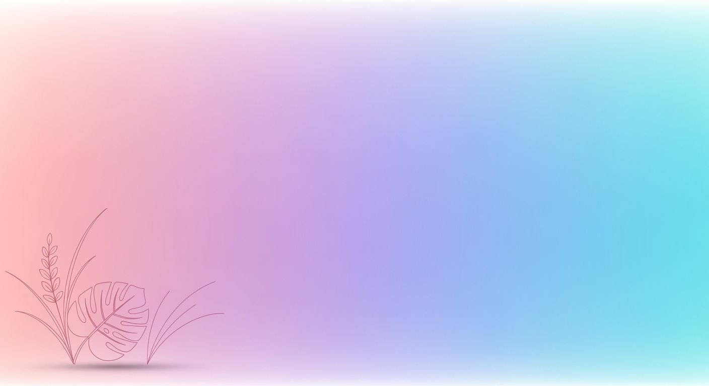 Pink and blue background with a plant in the middle Background Image
