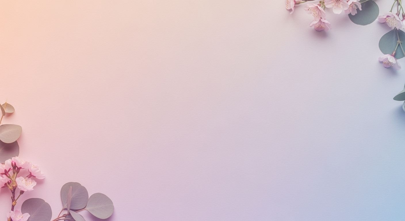 Pink and blue background with flowers and leaves Background Image