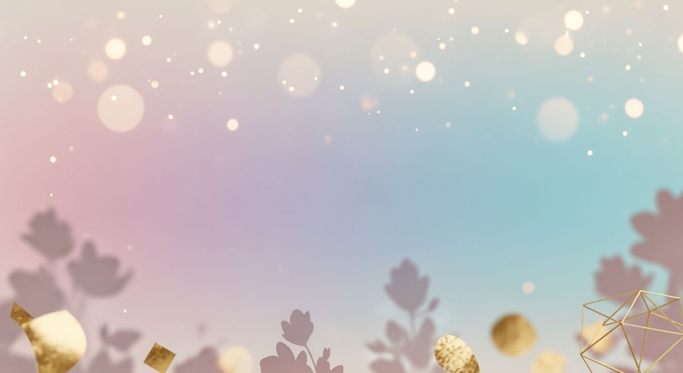 Pink and blue background with gold confetti and flowers Background Image