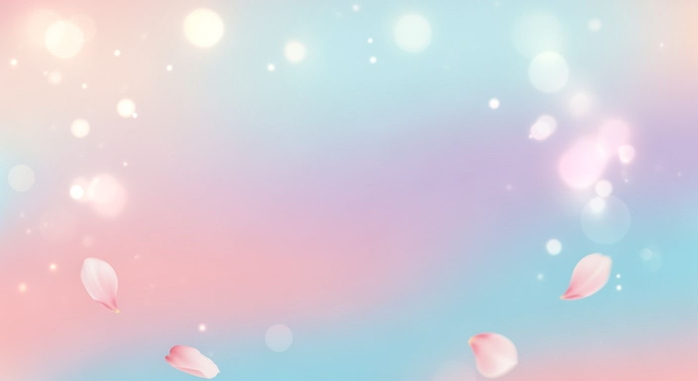 Pink and blue background with petals flying in the air Background Image