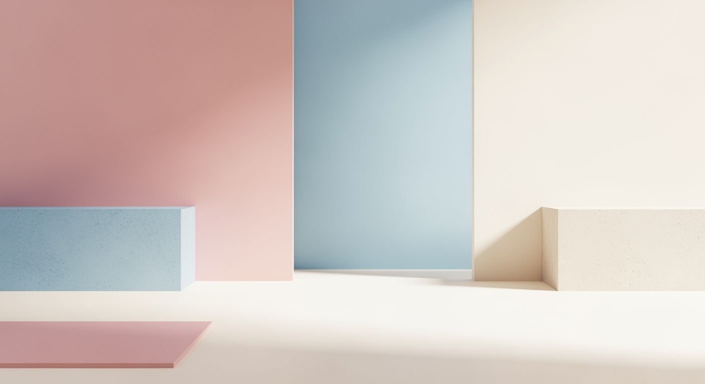 Pink and blue wall in an empty room Background Image
