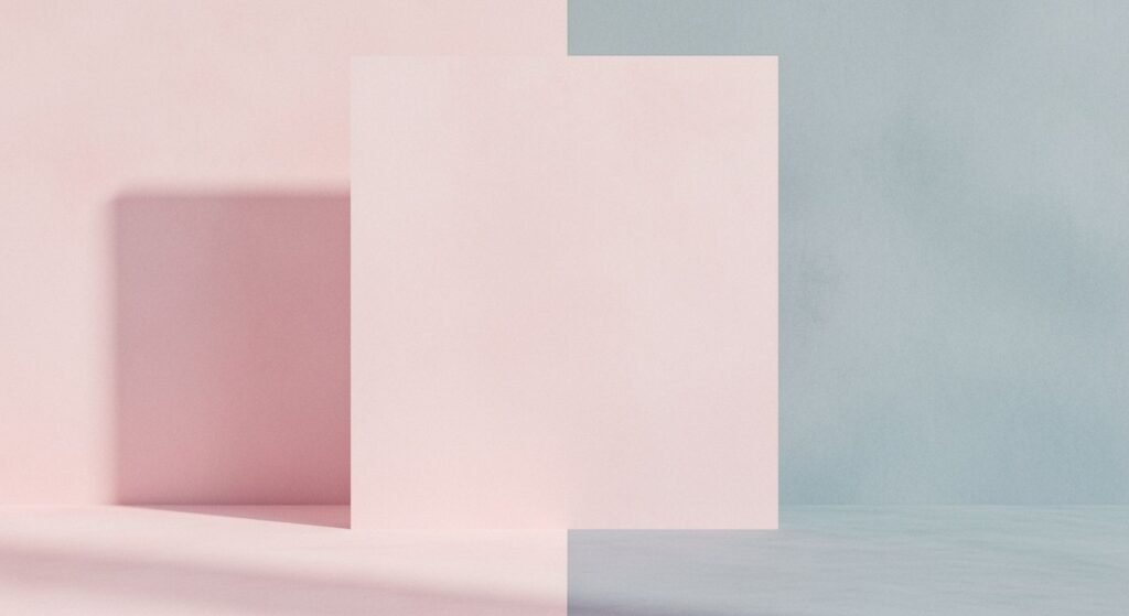 Pink and blue wall with a white cube in the middle Background Image