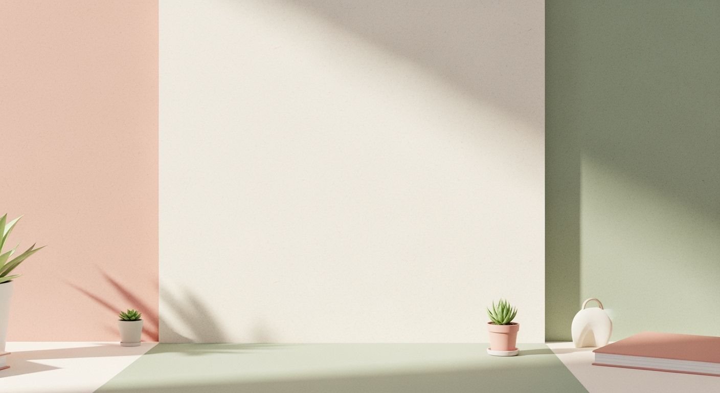 Pink and green room with a plant in a pot Background Image