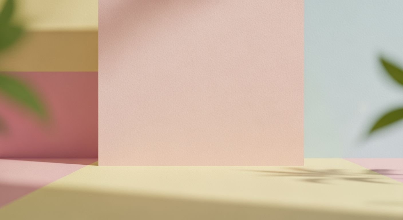 Pink and yellow wall with a plant in the corner Background Image