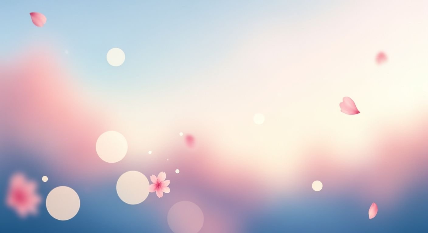 Pink flower floating in the air on a blue background Background Image