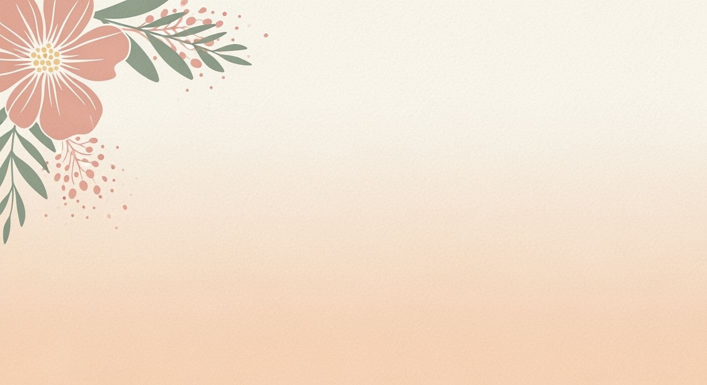 Pink flower with green leaves on a beige background Background Image