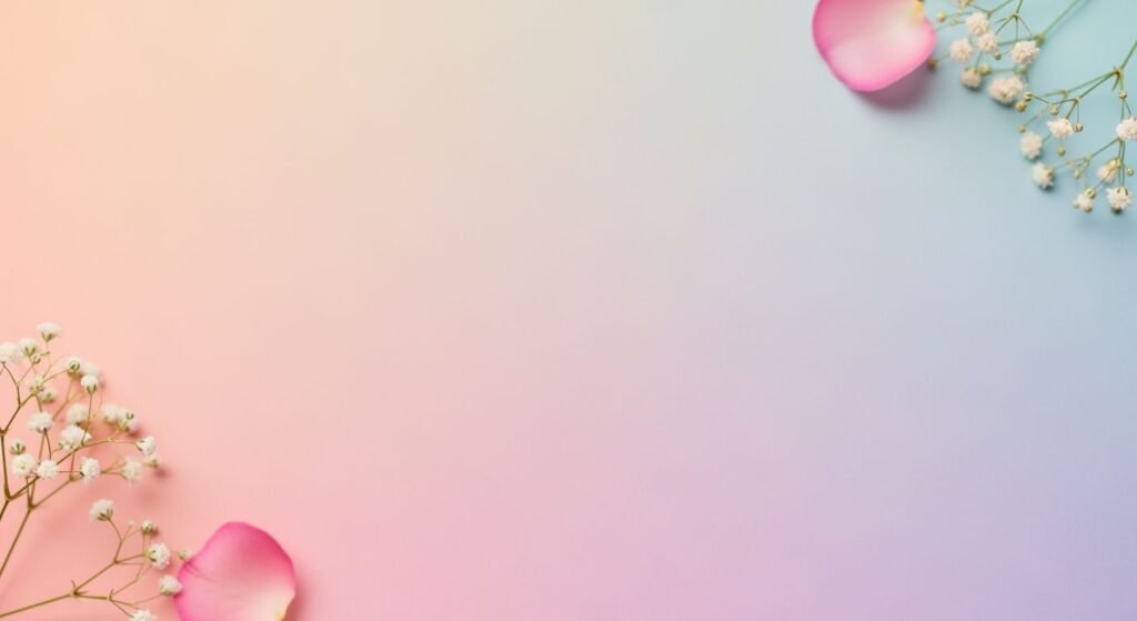 Pink petals and baby's breath on a pink and blue background Background Image