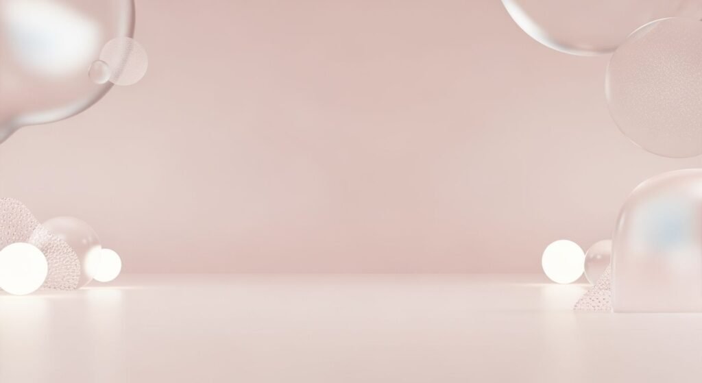 Pink room with white balloons floating in the air Background Image
