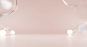 Pink room with white balloons floating in the air Background Image