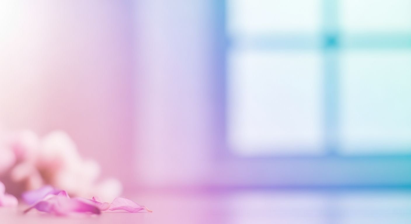 Pink rose petals on a table in front of a window Background Image