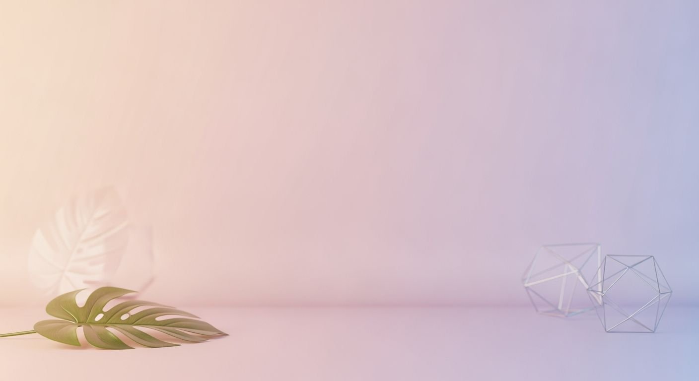 Plant and a glass vase on a table Background Image