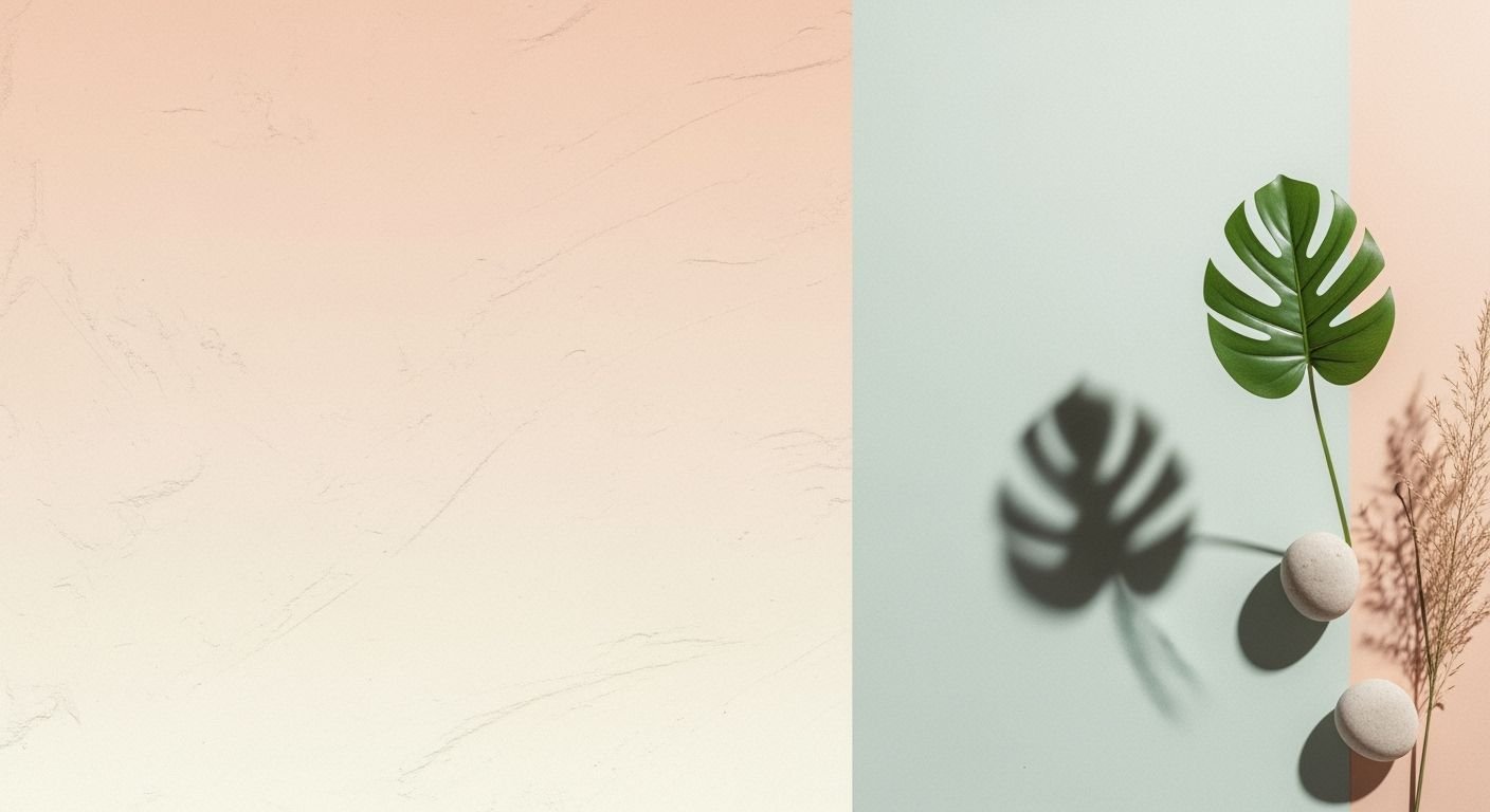 Plant and a plant with leaves on a pink and blue background Background Image