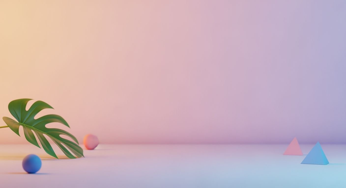 Plant and some colorful objects on a table Background Image