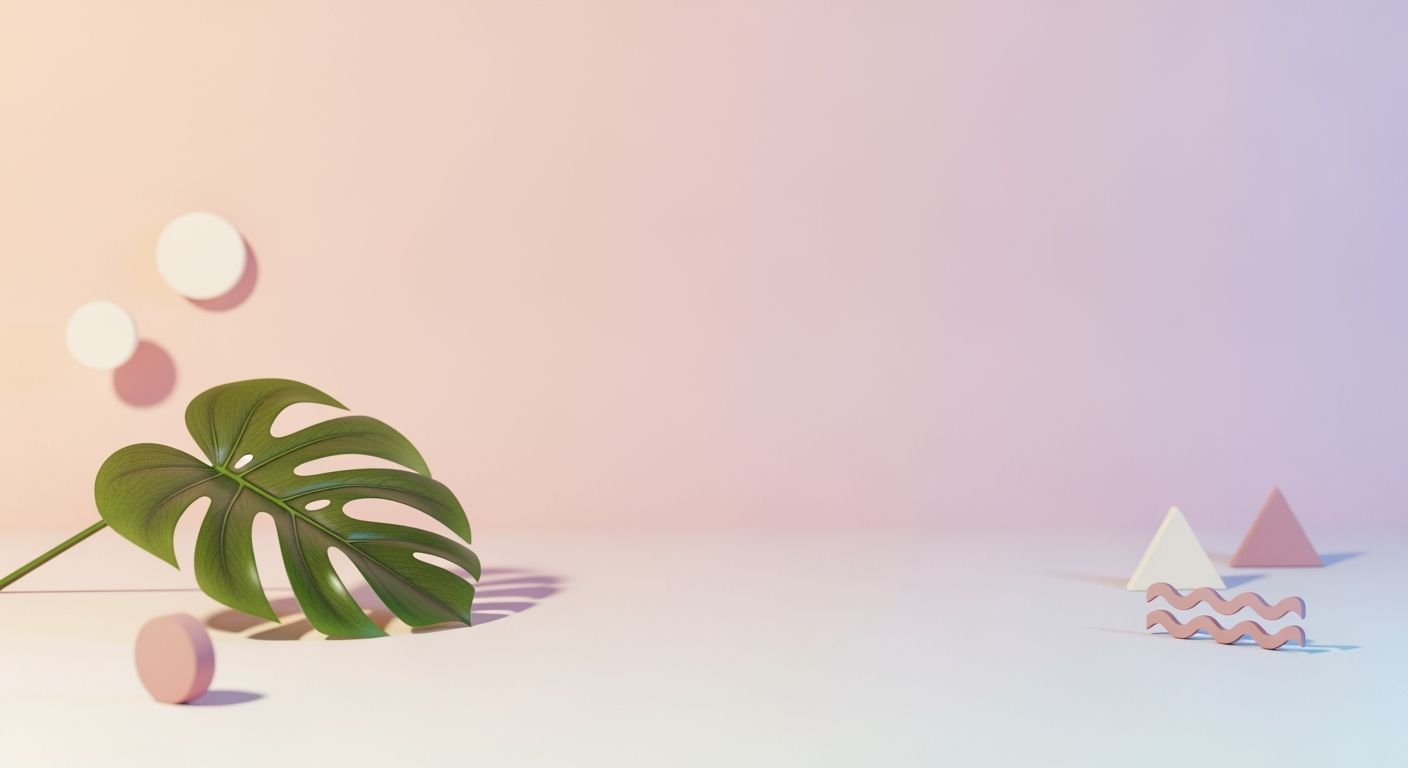 Plant and some paper shapes on a table Background Image