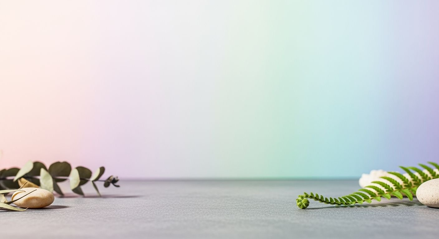 Plant and stones on a table with a blurred background Background Image