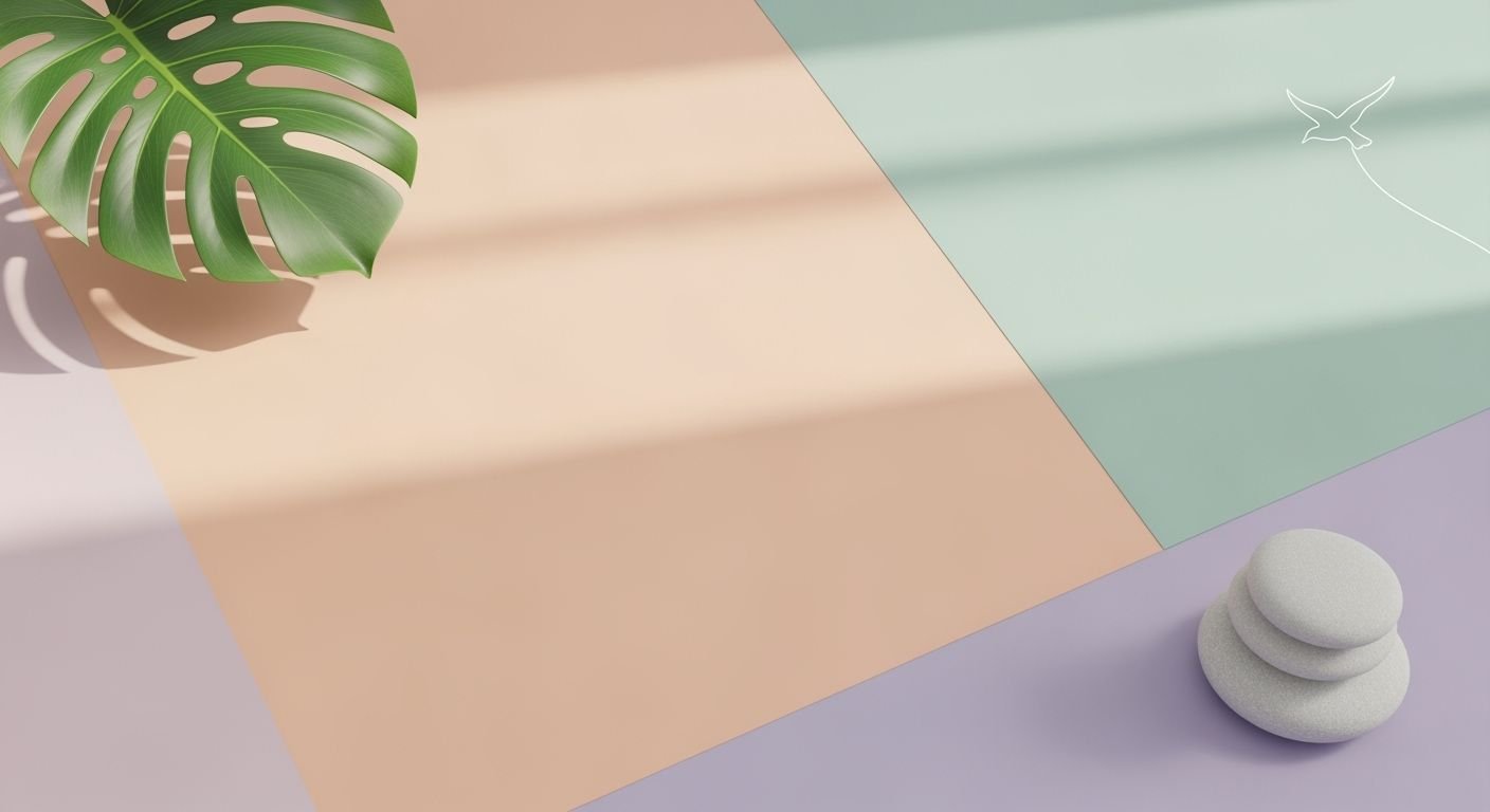 Plant sitting on top of a table next to a stack of stones Background Image
