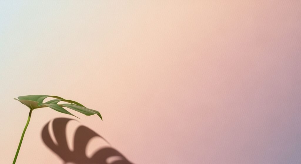 Plant with a shadow on a pink and blue background Background Image