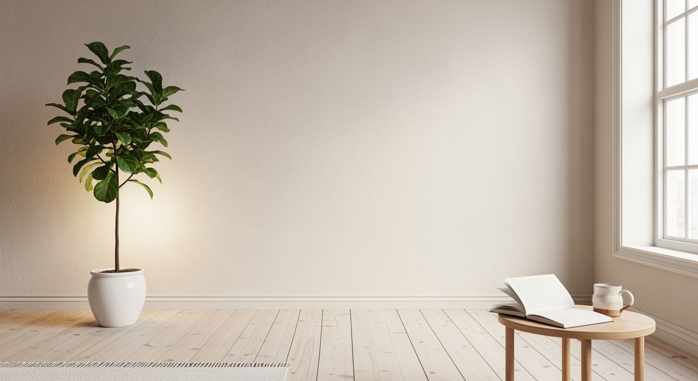 Potted plant sitting on top of a wooden table next to a window Background Image
