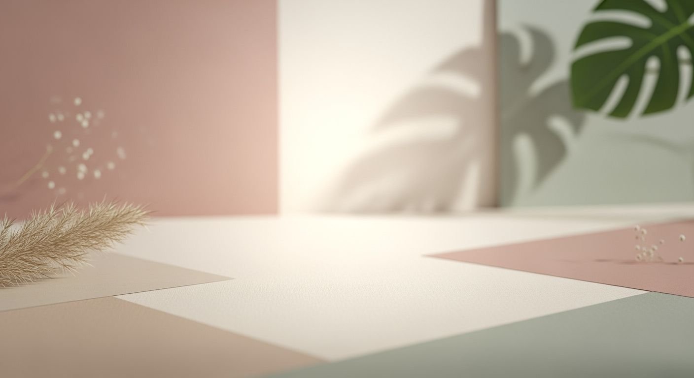 Room with a plant and a mirror on the wall Background Image