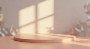 Round table with a plant on top of it Background Image